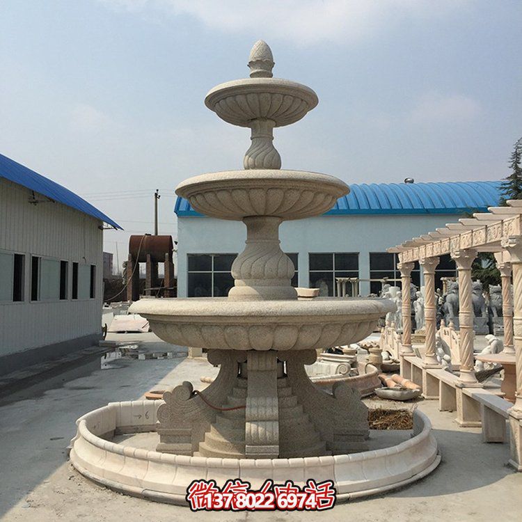 精美花崗巖石雕景觀(guān)噴泉，大型層流水花大理石雕塑