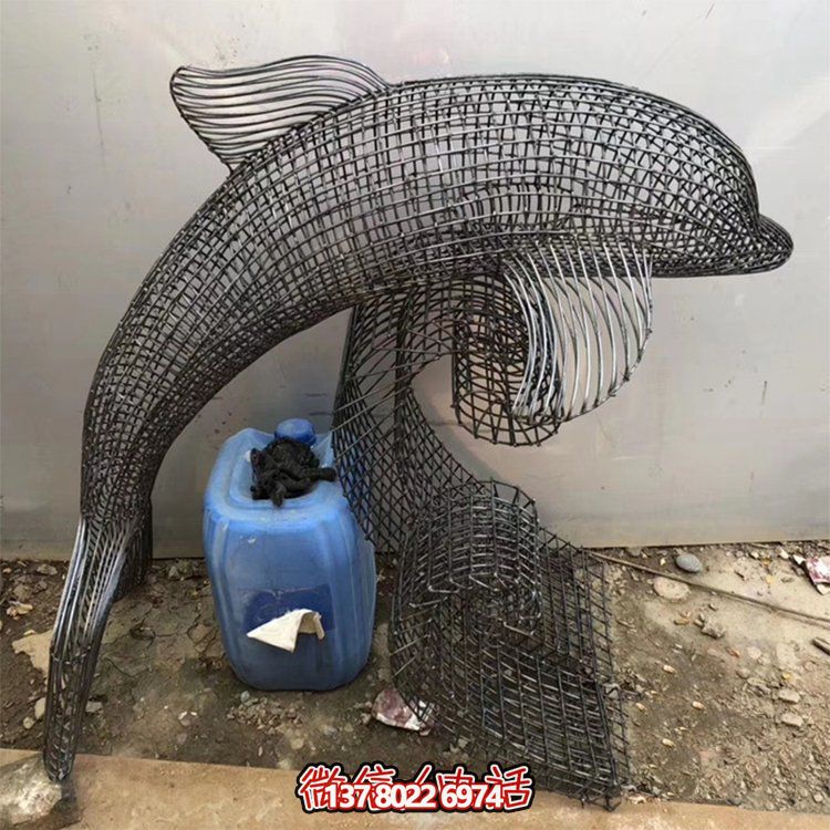 不銹鋼戶(hù)外網(wǎng)格海豚雕塑