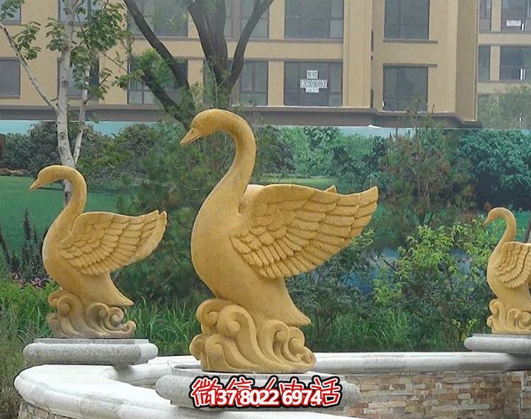精美天鵝雕塑，唯美別墅景觀(guān)裝飾