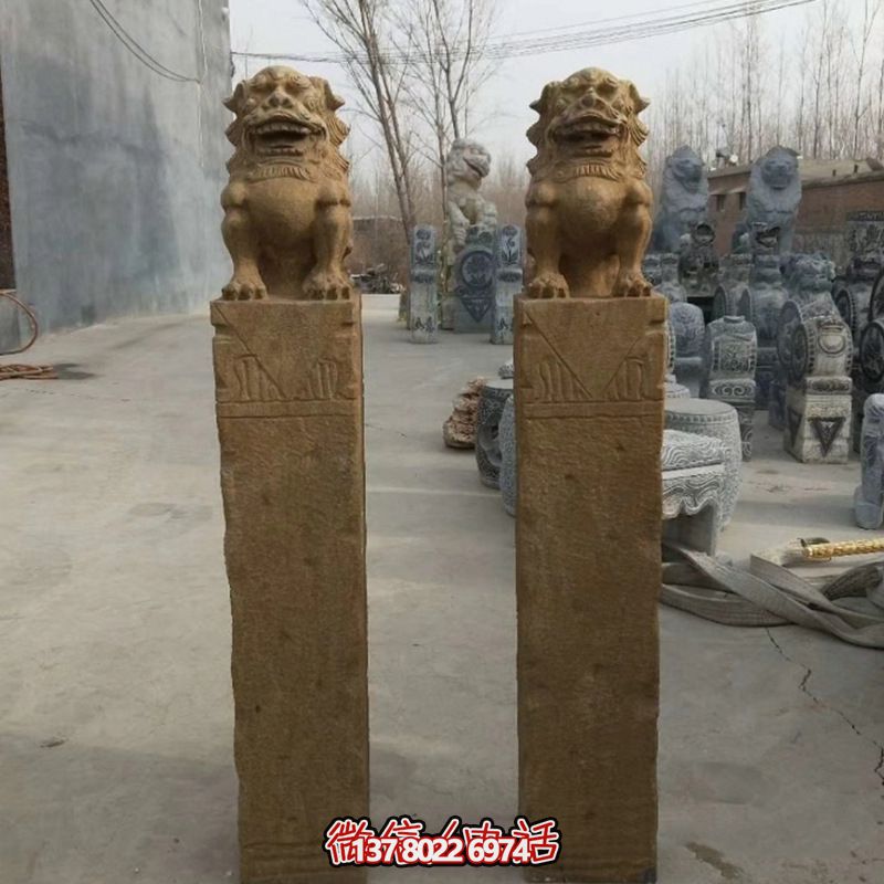 砂巖拴馬柱擺件，為你的寺廟門(mén)口增添優(yōu)雅氣息
