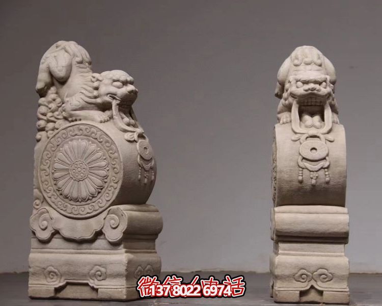巨型大理石雕刻獅子抱鼓石庭院看家護院門(mén)墩
