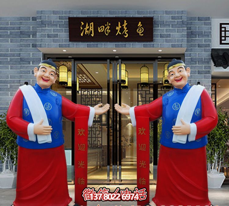玻璃鋼精美彩繪迎賓雕塑，為您的酒店門(mén)口增添藝術(shù)氣息