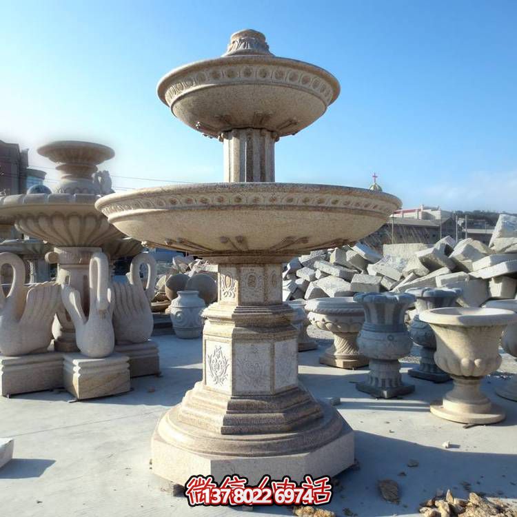 歐式黃銹石噴泉流水轉動(dòng)球，點(diǎn)綴酒店會(huì )所景觀(guān)
