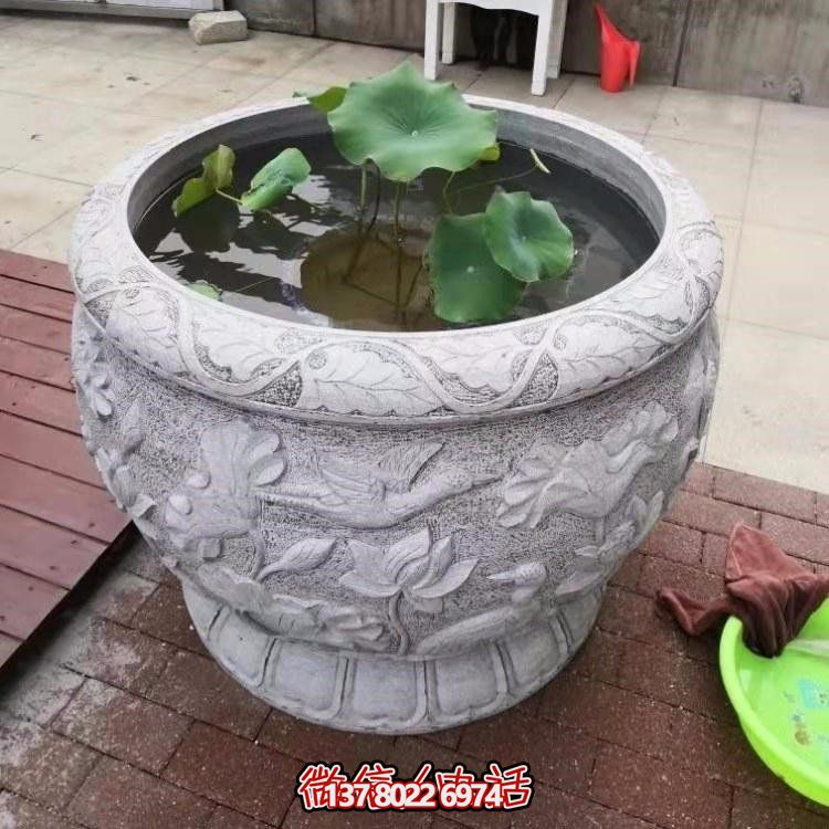 精美絕倫，濃濃古典風(fēng)情歐式別墅大理石浮雕魚(yú)缸擺件