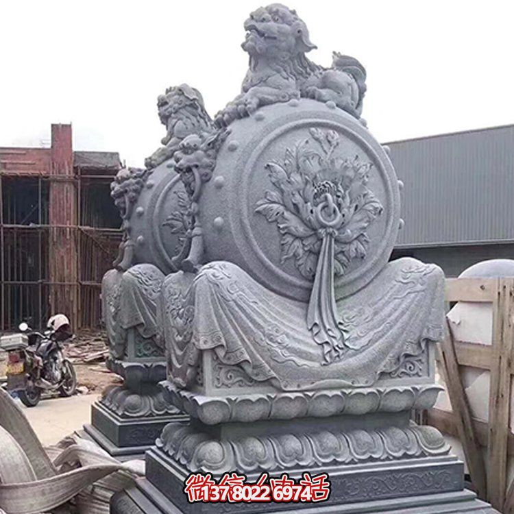 精美大理石石雕抱鼓雕塑，添彩戶(hù)外園林景觀(guān)