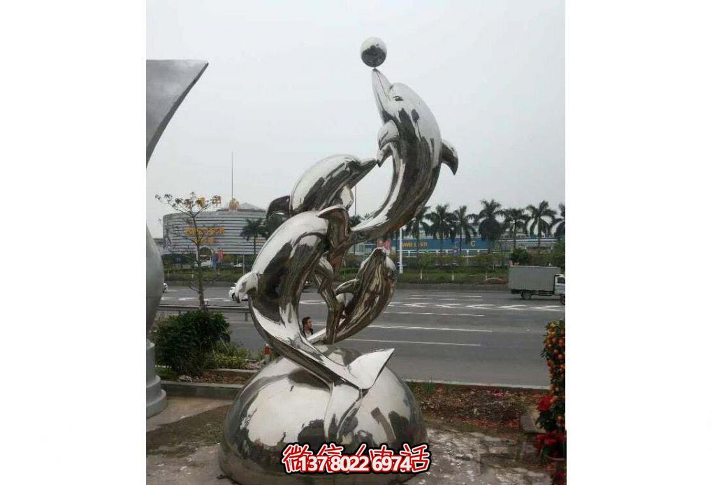 不銹鋼海豚雕塑，玩起來(lái)讓街道飛躍！