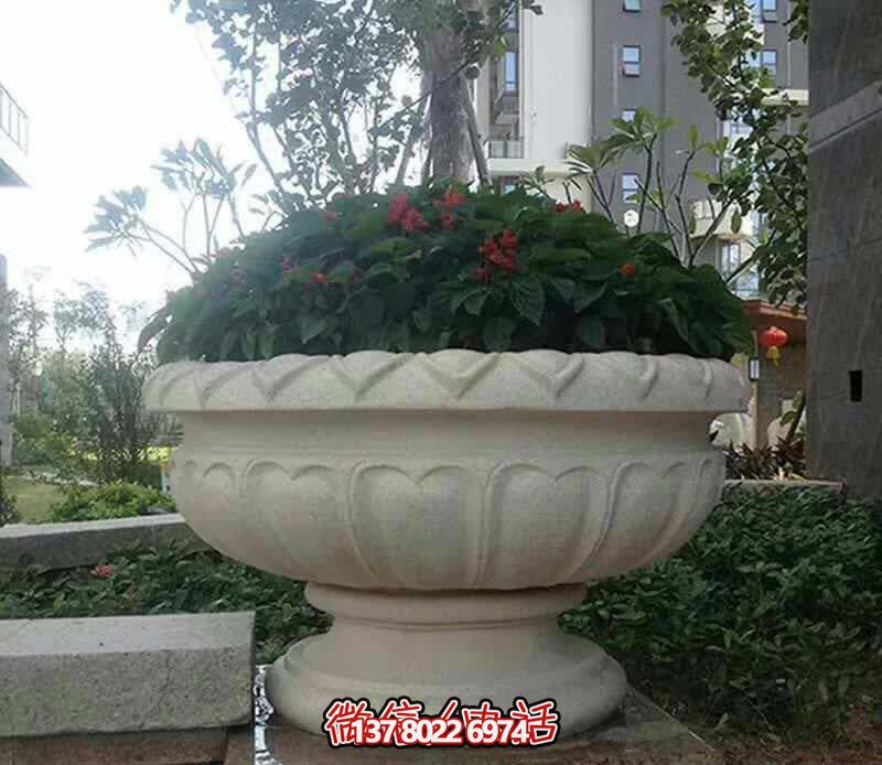 精美巨型大理石石雕花盆雕塑，讓你的別墅街道更加精彩