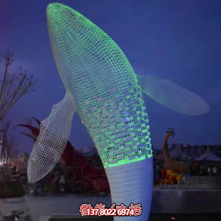不銹鋼鯨魚(yú)雕塑景觀(guān)，營(yíng)造完美空間氛圍