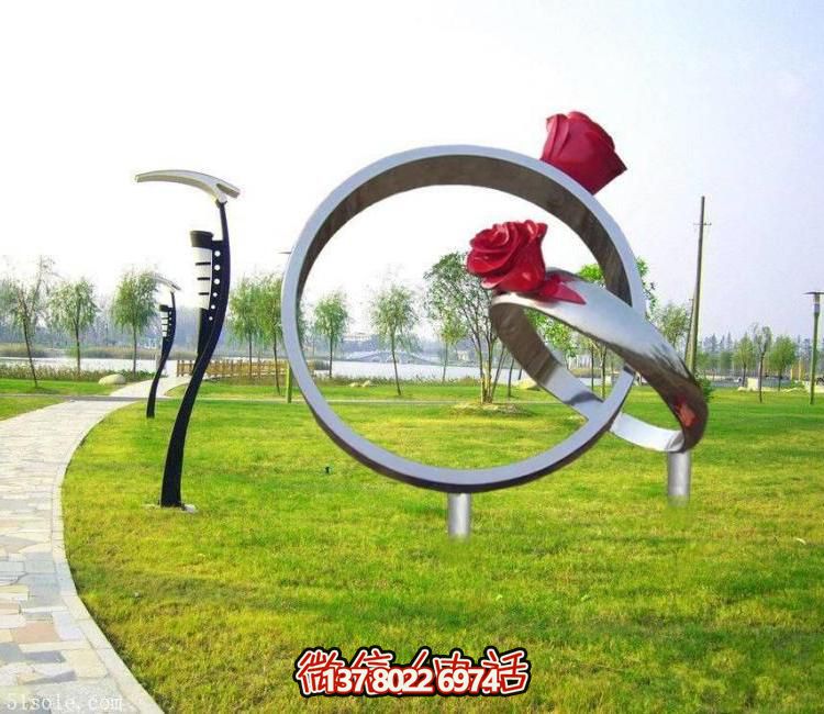 不銹鋼玫瑰戒指景觀(guān)雕塑