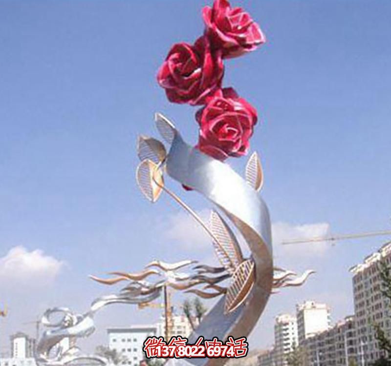 不銹鋼玫瑰雕塑——點(diǎn)綴景觀(guān)廣場(chǎng)