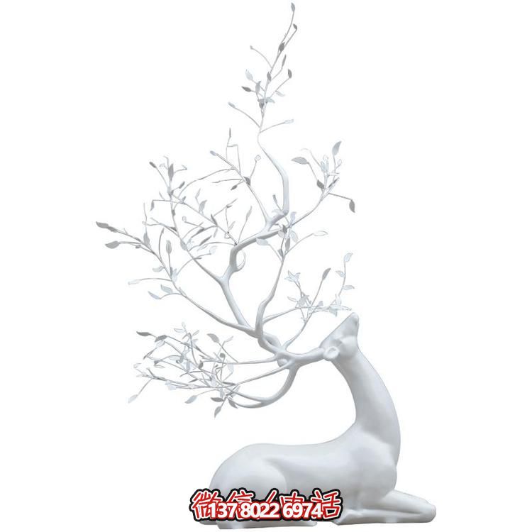 玻璃鋼雕塑梅花鹿，抽象戶(hù)外園林裝飾