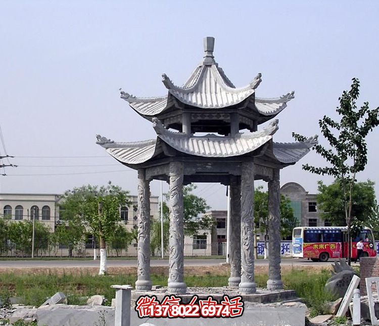 精美古建筑雕塑雙層涼亭，為公園廣場(chǎng)注入古典風(fēng)情