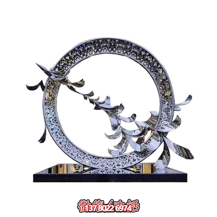 不銹鋼創(chuàng  )意鴿子圓環(huán)擺件，裝點(diǎn)戶(hù)外園林景觀(guān)