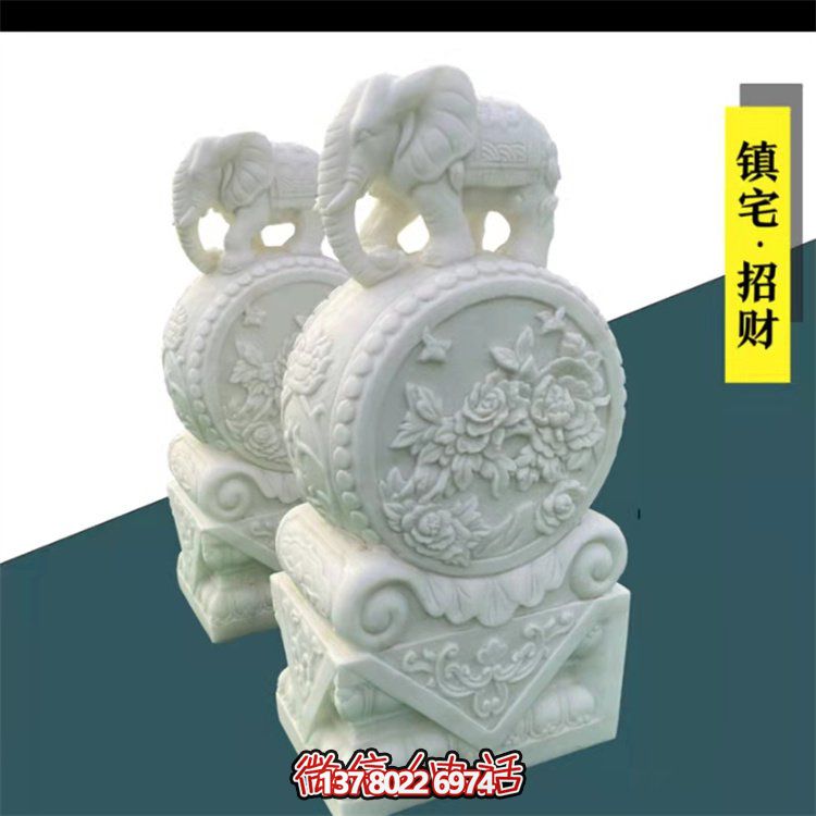 給庭院增添經(jīng)典氣息，漢白玉石抱鼓門(mén)墩裝飾
