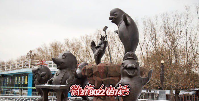 不銹鋼海豚雕塑，個(gè)性創(chuàng  )意花園裝飾