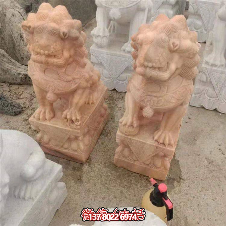獅子雕塑，紅晚霞染大理石庭院戶(hù)外裝飾