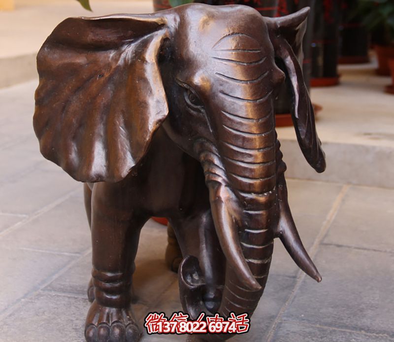 雅致大象銅雕門(mén)口雕塑——酒店精致典雅裝飾