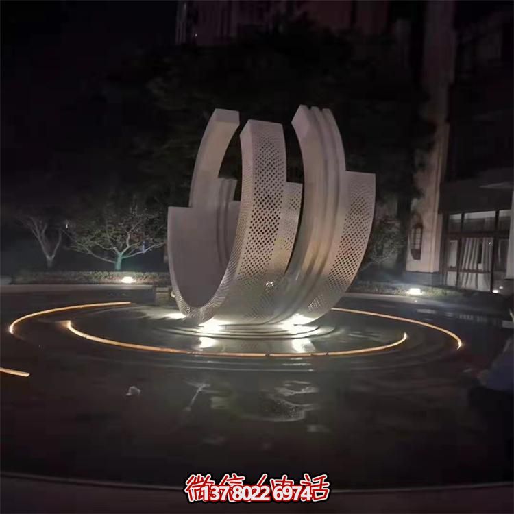 不銹鋼噴泉雕塑裝飾擺件，點(diǎn)綴售樓小區的美麗
