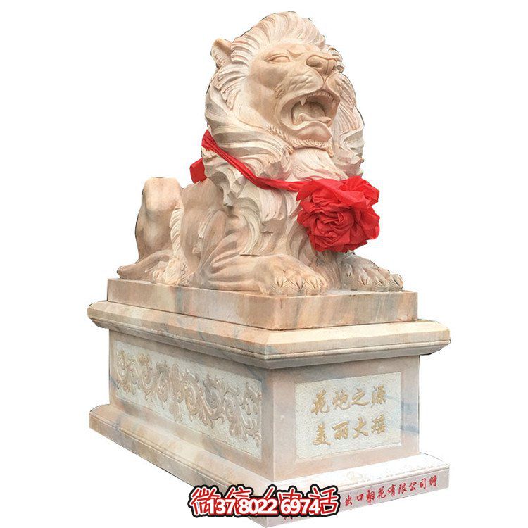 獅子大理石雕塑擺件，精美園林景觀(guān)裝飾