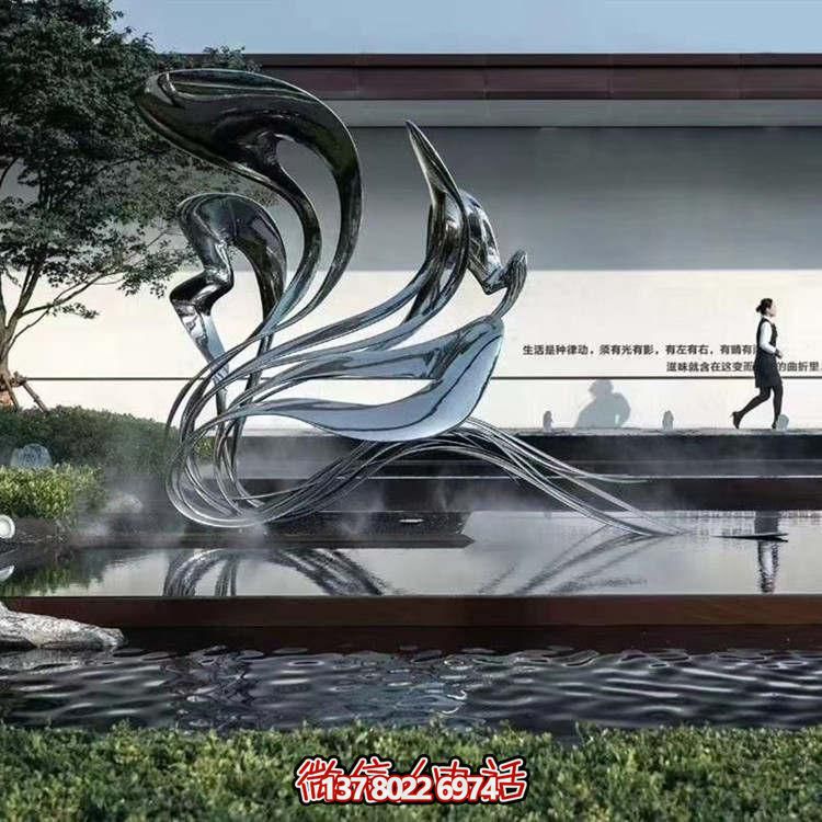 大型不銹鋼抽象雕塑，現代水景景觀(guān)創(chuàng  )意裝飾