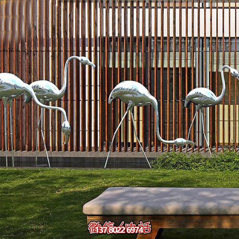 公園休閑裝飾，精美不銹鋼雕塑火烈鳥(niǎo)