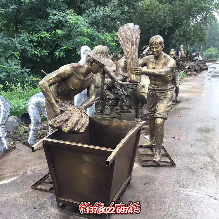 中國民俗——打麥子、勞動(dòng)、人物雕塑