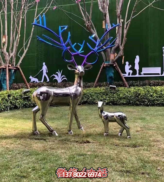 現代簡(jiǎn)約不銹鋼梅花鹿擺件，點(diǎn)綴您的庭院園林景觀(guān)
