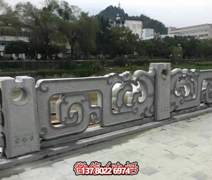 復古鏤空花紋欄桿，防護河道街邊青石