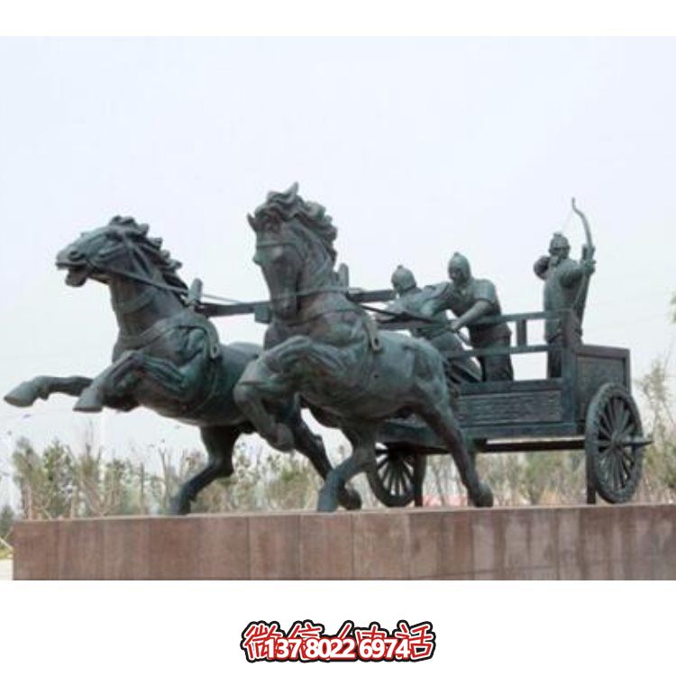 玻璃鋼大型仿銅馬車(chē)上人物景觀(guān)