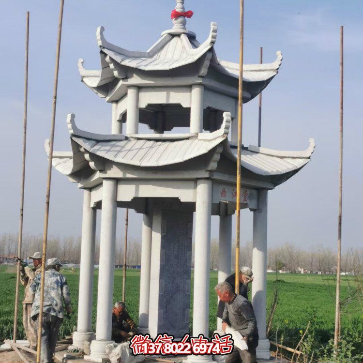 雙層大理石石雕涼亭，點(diǎn)綴家園，打造美麗園林景觀(guān)
