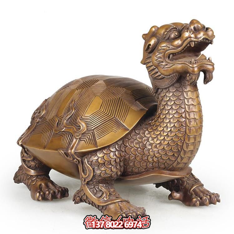 巨型銅雕龍龜雕塑，拙樸寺廟裝點(diǎn)
