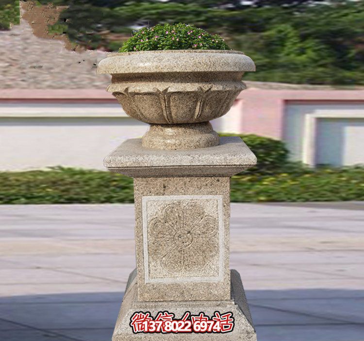 精美石雕花缽，添彰歐式庭院裝飾