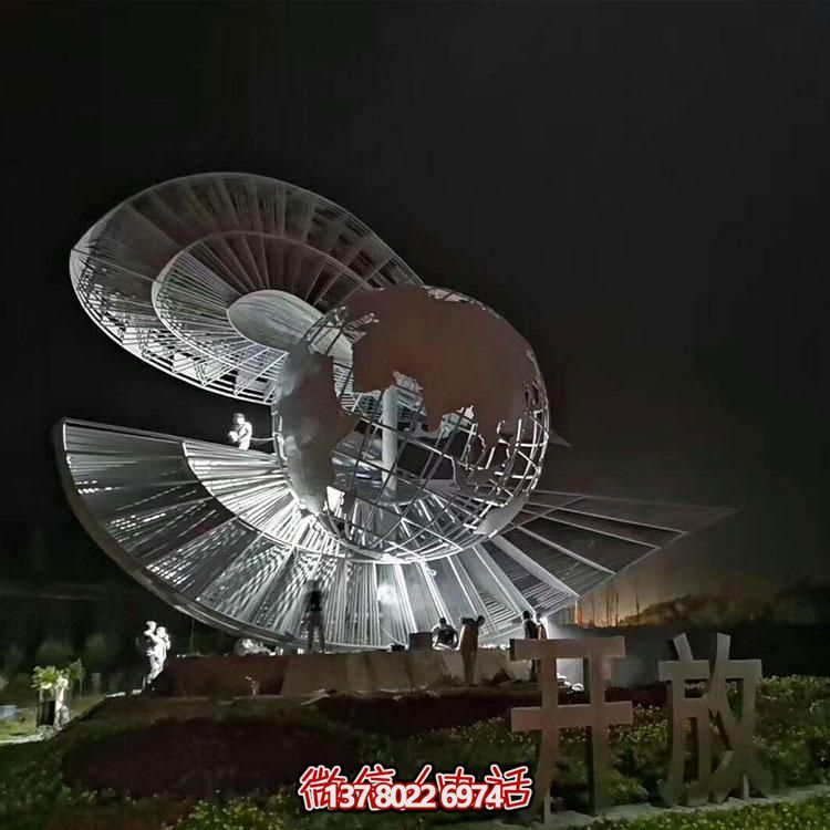 不銹鋼大型戶(hù)外景觀(guān)鏤空創(chuàng  )意地球儀雕塑