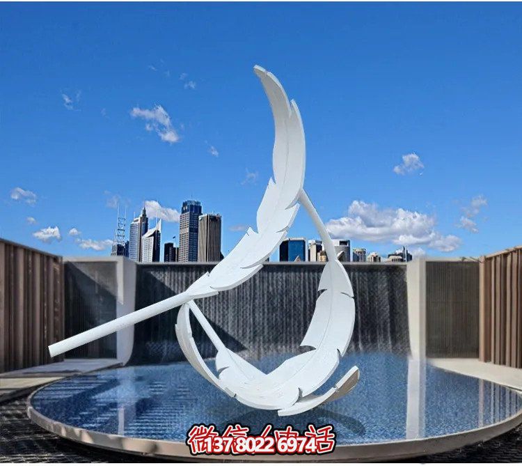 大型不銹鋼鏡面羽毛雕塑，創(chuàng  )意園林景觀(guān)裝置
