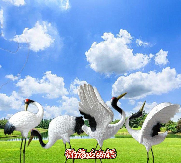 仙鶴彩繪玻璃雕塑，一次欣賞美麗風(fēng)景
