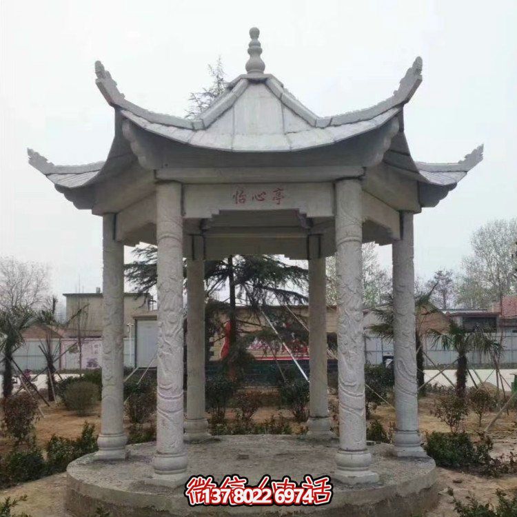 青石仿古石雕涼亭，營(yíng)造寧靜田園風(fēng)情