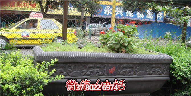經(jīng)典創(chuàng  )意仿古青石浮雕花盆雕塑