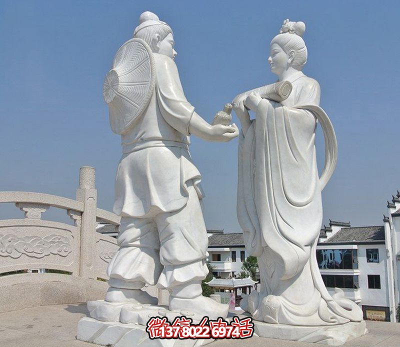 古代牛郎織女石雕，擺放于花園廣場(chǎng)，帶來(lái)漢白玉般的浪漫氣息