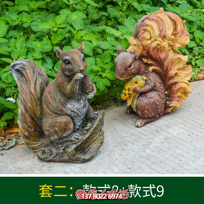 景區松鼠雕塑，玻璃鋼玻璃玉米抱松子