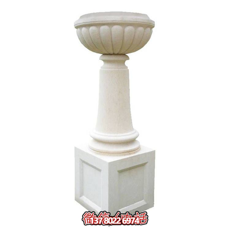 白砂巖石雕花盆，精美偶見(jiàn)