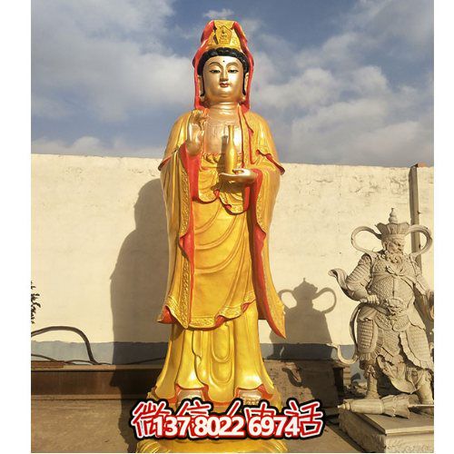 玻璃鋼雕塑觀(guān)音菩薩供奉彩繪漆金寺廟裝飾