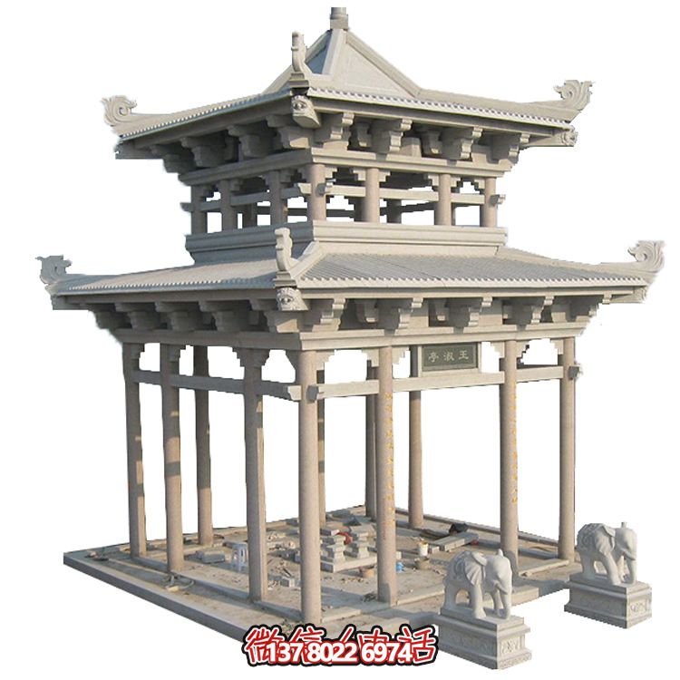 古典多角涼亭建筑大氣，石雕精美，園林景觀(guān)完美