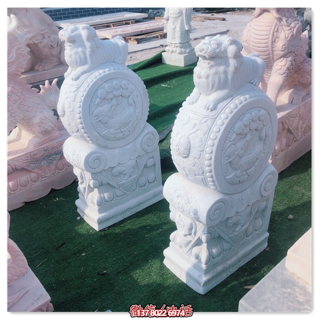 精美石雕獅子雕塑，裝點(diǎn)精致庭院