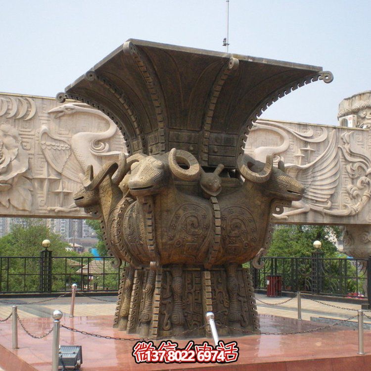 方尊銅香爐雕塑，讓景區廣場(chǎng)更加精彩
