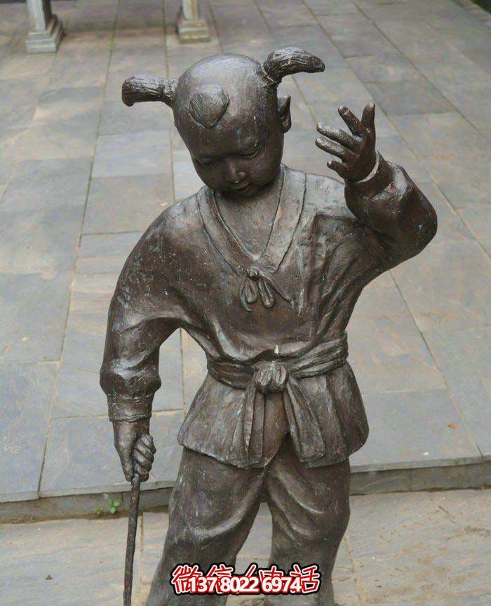 步行街小男孩銅雕景觀(guān)打陀螺裝飾