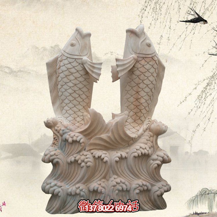 晚霞紅雕龍鯉魚(yú)噴水景觀(guān)雕塑