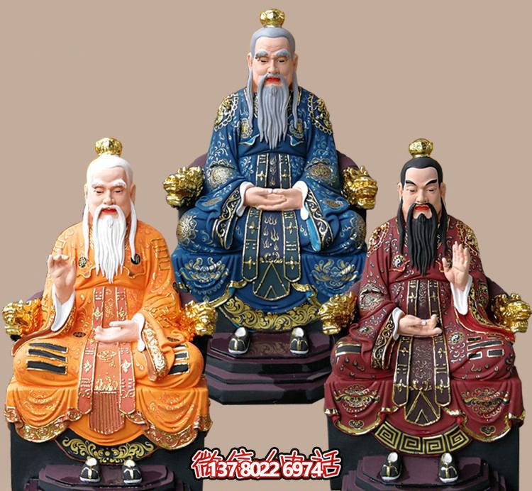 玻璃鋼老子三清尊神佛像，精美彩繪全景展示梵形神寶君