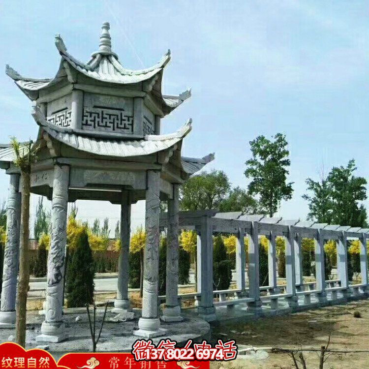 甄選優(yōu)質(zhì)大理石雙層涼亭，精美絕倫的雕塑美景