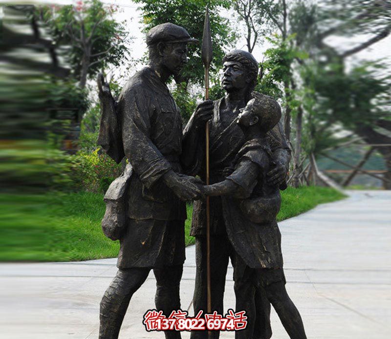 玻璃鋼仿銅創(chuàng )意農民和八路軍的雕塑 玻璃鋼仿銅創(chuàng )意農民和八路軍的雕塑