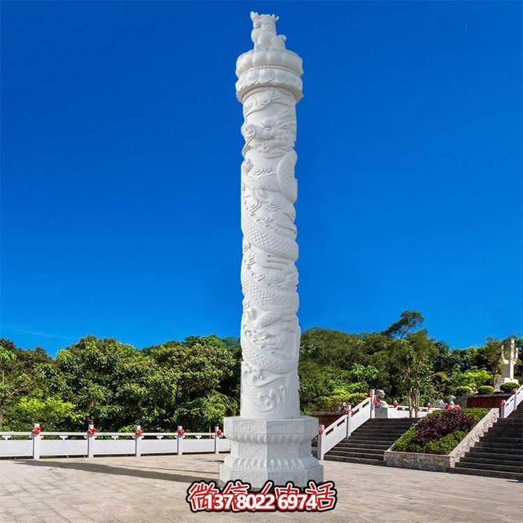 故宮景區門(mén)口大型石頭石雕龍柱擺件